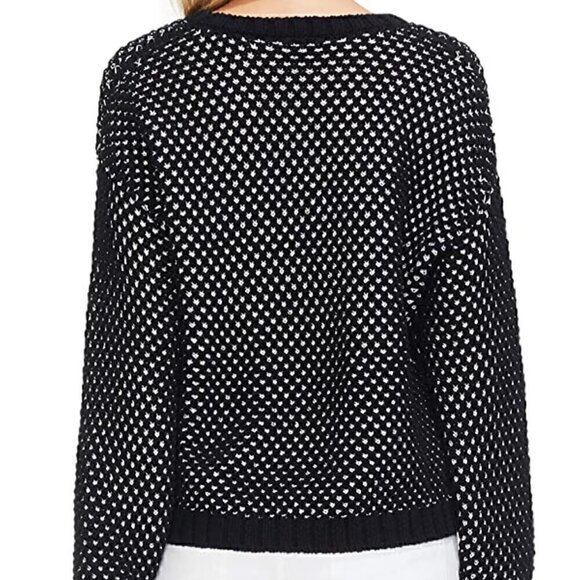 Vince Camuto textured black white crew neck pullover sweater XS - Picture 3 of 7